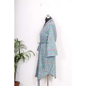 Camisón Kimono Bohemio de Algodón para Mujer, Estilo Indio, Largo Medio, con Cinturón y Botones Decorativos, Ajuste Holgado y Dulce - Product Image 5