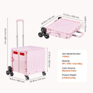 Carrello Pieghevole da 65L con Ruote per Salire le Scale, Girevole a 360 Gradi, Cassetta Portatile su Ruote, Carrello Richiudibile - Product Image 4
