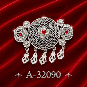 Broche plateado con forma de flor para mujer, joyería de aleación A-32088 - Product Image 5