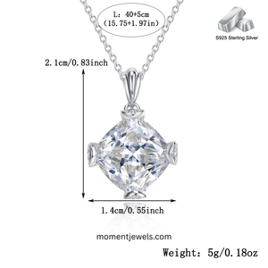Collier pendentif en argent sterling 925 avec diamant à haute teneur en carbone pour femmes, plaqué platine, goutte d'eau, collier géométrique, 5g - Product Image 5