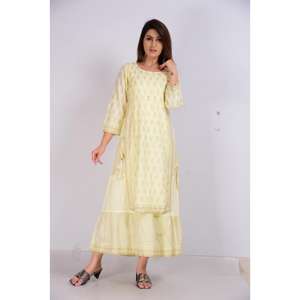 AARTI FASHION Traje Salwar Informal de Cuello Redondo y Manga Tres Cuartos, Silueta Holgada, Tejido de Tela, Bordado a Mano, Transpirable, para Uso Diario - Product Image 5