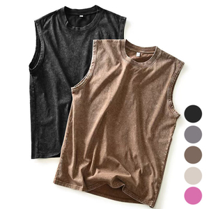 Débardeur de sport personnalisé pour homme, délavé à l'acide, style vintage, sans manches - Product Image 1