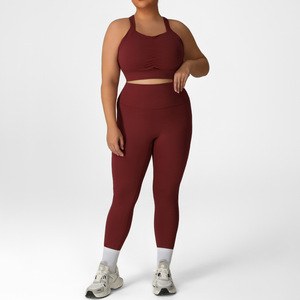 Pantalones de Trabajo de Alta Elasticidad, Antiarrugas, con Cordón Ajustable, Múltiples Bolsillos, Largos, de Spandex/Poliéster, Conjunto de 2 Piezas, para Yoga - Product Image 4