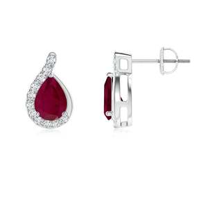 AAA Ruby Diamond <b>Earrings</b> 14k Rose Gold Pear Cut <b>Studs</b> <b>Earrings</b> <b>Fine</b> Jewelry Gift for Women Anniversary Wedding <b>Earrings</b> - Product Image 4