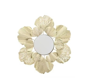 Modern Hand Made Wedding Round <b>Metal</b> Framed Hanging Mirrors Irregular Wall Mounted Wavy Edges White <b>Frame</b> Wall - Product Image 2
