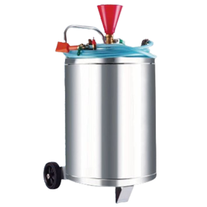 Tanque de Espuma de Acero Inoxidable con Ruedas, Embudo Móvil Plateado, Contenedor de Limpieza para Lavado de Autos con Manguera - Product Image 1