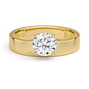 Anillo de compromiso moderno con diamante solitario de banda ancha - Product Image 1