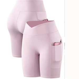 Shorts de sport personnalisés pour femmes, taille haute, ajustés, séchage rapide, respirants, pour le cyclisme et le fitness, avec poches - Product Image 2