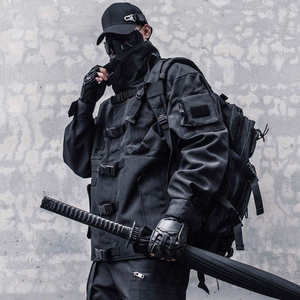 Chaqueta Táctica Urbana Techwear para Hombre, Impermeable, Multibolsillos, Cortavientos Funcional, Estilo Urbano, Cyberpunk, Ninja, Parka Utilitaria - Product Image 1