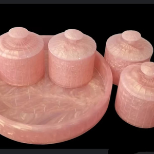 New Arrival Luxury Decorative Borosilicate Glass Resin Jar <b>Set</b> Storage Tray Eco-friendly Heat-Resistant Freshness Preservation - Product Image 1