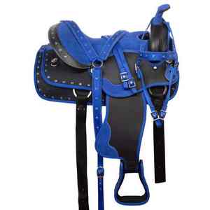 Ensemble de selle d'endurance pour cheval, version améliorée, en cuir synthétique confortable, avec arceau en plastique durable et quincaillerie nickelée - Product Image 1