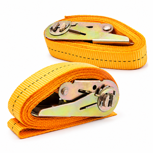 Sangle d'arrimage à cliquet 25 mm 450 kg en polyester pour la sécurité et la fixation des charges sur camions et remorques - Product Image 1