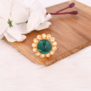 Apatite & Pearl Hydro <b>Ring</b> for Women Gold Plated <b>Adjustable</b> Trendy Brass Gemstone <b>Rings</b> - Product Image 3