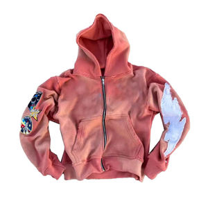 เสื้อฮู้ดโอเวอร์ไซส์สีฟ้าอ่อนสำหรับผู้ชาย ผ้าฝ้าย 100% เฟรนช์เทอร์รี่ ย้อมสีแบบเอซิดวอช เป็นมิตรต่อสิ่งแวดล้อม สวมใส่สบายๆ ในฤดูใบไม้ร่วง - Product Image 4
