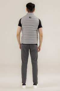 Chaleco Acolchado Gris con Cuello en V para Hombre, Cortavientos, Impermeable, Reversible, Formal, Ropa de Invierno, Cierre de Cremallera, Paisley - Product Image 2