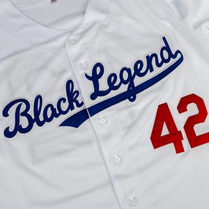 Maillot de baseball rétro pour homme, noir, Legend 42, avec patchs brodés, style hipster, hip hop - Product Image 5