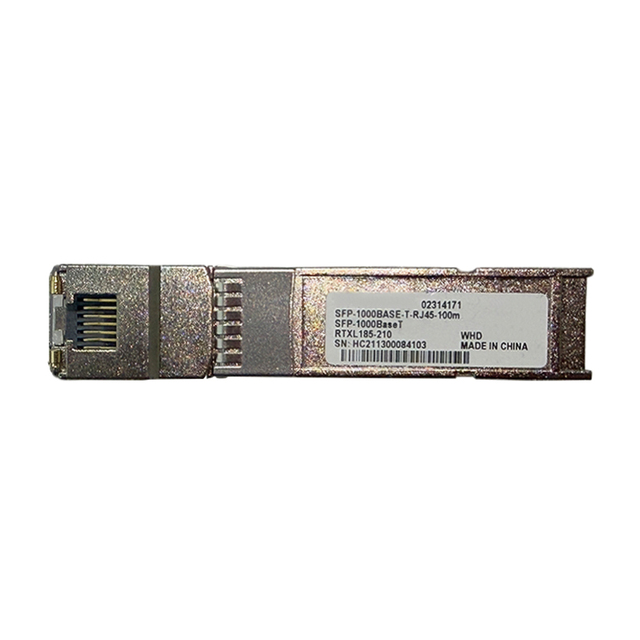 SFP-1000BaseT Form-Factor Pluggable (SFP) transceiver module for 1 Gigabit Ethernet (1GbE) data transmission over copper cabling