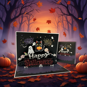 Tarjetas de Felicitación Creativas 3D Pop-up de Gato Negro de Halloween, Hechas a Mano, Personalizadas y Plegables para Comercio Electrónico Transfronterizo, Venta al Por Mayor - Product Image 2