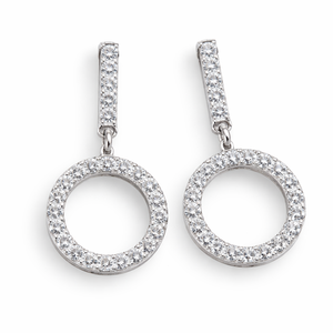 Pendientes Colgantes Románticos de Circonita Cúbica Blanca para Mujer, Plata de Ley Fina con Baño de Rodio, Regalo de Aniversario, Compromiso o Boda - Product Image 1