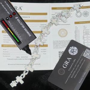 Stunning Designer Cross Shape <b>Infinity</b> Silver Plated Sterling Silver Design with Round Moissanite Cuban Link <b>Bracelet</b> - Product Image 5