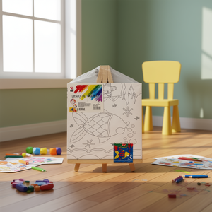 LIENZO DE PINTURA de 20*20cm, Juego de Dibujo con Pinceles y Caballete de Cartón para Dibujar - Product Image 3