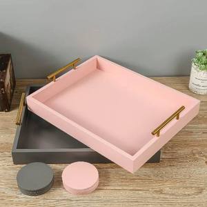 Luxury Decorative MDF Turquoise Wooden Serving Tray <b>With</b> Handles Hand Painted Nesting <b>Storage</b> Display Tray For <b>Coffee</b> <b>Table</b> Use - Product Image 5