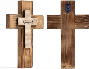 Escultura de Cruz de Madera de Primera Calidad, Decoración Religiosa Cristiana para el Hogar, Iglesia y Meditación, Disponible para la Venta - Product Image 3