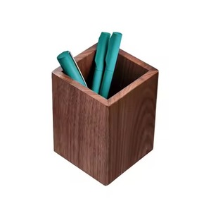 Durable Wood Pen Holder Stand for <b>Desk</b> Geometric Pencil Cup Pot Cute Desktop Office Supplies Makeup Brushes Organizer - Product Image 4