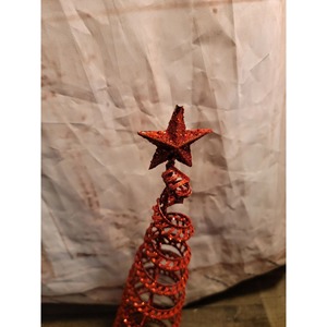 Red Spiral Metal Christmas <b>Tree</b> With Star Topper Indoor Decor Standing Ornament Lightweight No Light Included From India - Product Image 2