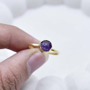 Raw Amethyst <b>Adjustable</b> <b>Ring</b> Gold Plated Collet Set Natural Gemstone Handmade February Birthstone <b>Ring</b> Gift for Women - Product Image 2