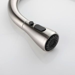 Rubinetto da cucina monocomando ad arco alto estraibile in acciaio inossidabile lucido, con doccetta estraibile, design a livello singolo, stampa gratuita - Product Image 2