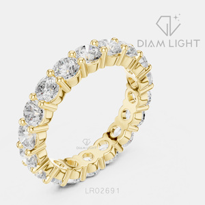 Bague de fiançailles en or blanc 14 carats avec diamant de laboratoire de 3,15 carats, coupe ronde, bague de mariée, certifiée IGI, bijoux fins, cadeau - Product Image 6