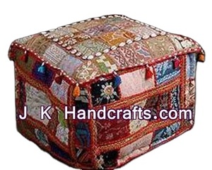 Meilleure qualité de bohème indien poufs tabourets fait à la main design traditionnel tissu de luxe-pour les grossistes - Product Image 2