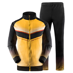 Conjunto Deportivo Personalizado Sublimado para Hombre, Amarillo y Negro, con Cremallera Completa, Forro Polar de Poliéster, Ropa Deportiva para Gimnasio, Entrenamiento, Equipo, OEM - Product Image 1