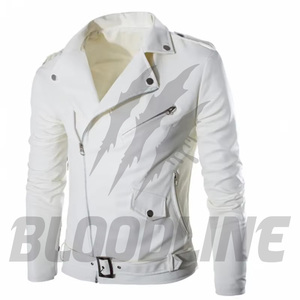 Men's Black PU <b>Leather</b> Moto <b>Jacket</b> Slim Fit Turn-down Collar Zipper Closure <b>Long</b> Sleeve Solid Color Autumn Wear - Product Image 4
