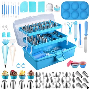 236 pezzi Kit per decorare torte accessori per utensili da forno punte per tubazioni accoppiatori formine per biscotti tazze da forno scatola per sollevatore di fiori - Product Image 4