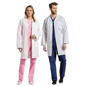 เสื้อกาวน์แพทย์สำหรับผู้ชายไซส์ใหญ่ น้ำหนักเบา ชุดยูนิฟอร์มโรงพยาบาล ผ้าสีขาวปลอดภัยพร้อมระบบตรวจจับเข็ม - Product Image 1