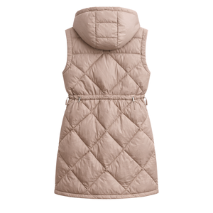 Gilet long matelassé sans manches pour femme, avec fermeture éclair sur le devant, taille ajustable, respirant, écologique, vêtement d'extérieur décontracté pour l'automne - Product Image 2
