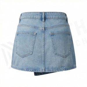 Shorts d'été pour femmes de qualité supérieure, grande taille, nouveau style, denim, couleur personnalisée, logo personnalisé, fabrication OEM, vêtements tendance - Product Image 2