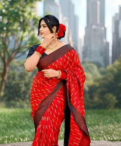 KV Ready to Wear Traditional Printed Woven Silk Party Wedding <b>Saree</b>-Reversible & Wrinkle-Free Quick Dry Autumn - Product Image 2