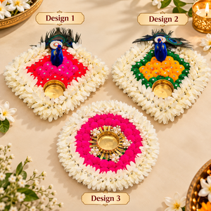 Trendy Designer Pompom Handmade Scented Candles Holder Rangoli Peacock Designer Candle Holders for Home, Wedding , Christmas - Product Image 1
