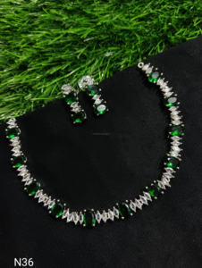 Conjunto de joyería nupcial de diamante americano clásico, collar y pendientes de dos piezas para boda, estilo clásico de moda - Product Image 4