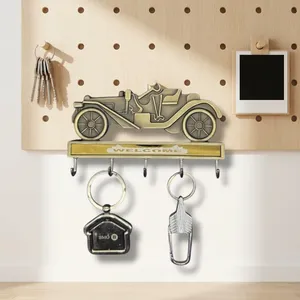 Vintage Car Wall Mounted Zinc Key Holder with Welcome Sign Antique Finish Multifunction Key <b>Rack</b> Decorative Entryway Organizer - Product Image 3