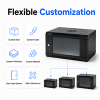 Kabinet Jaringan Dinding Kecil 19 Inch 4U 6U 9U 12U Enclosure Kabel Rak Server Hitam/Putih Tersedia untuk Pengkabelan Data Telekomunikasi