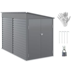 Casetta Attrezzi da Esterno in Metallo 1,5x2,7m con Porta Lucchettabile, 2 Prese d'Aria, Telaio in PVC, Tettoia Inclinata e Base per Giardino - Product Image 1