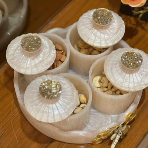 Ensemble de pots en résine de luxe faits à la main, solution de rangement élégante, ornement décoratif écologique, résistant à l'humidité, blanc, de qualité supérieure - Product Image 1