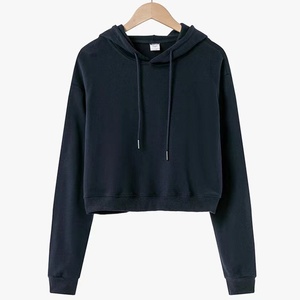 Sudadera con Capucha Corta de Color Crema, Corte Regular, Color Sólido, Informal, Tejida, con Cierre de Cordón, Manga Larga - Product Image 3
