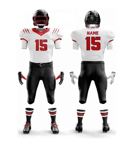Uniformes de football américain personnalisables Blanc Rouge 15 Imprimés par transfert thermique Anti-humidité Séchage rapide Coupe régulière Homme Avant - Product Image 1