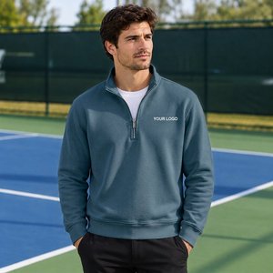 Sweat-shirt à col zippé pour homme avec un look sportif moderne, haut à manches longues pour la vente en gros de vêtements internationaux - Product Image 6