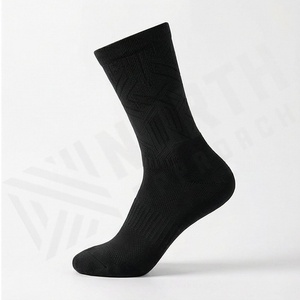Black Crew Socks Solid Knitted Breathable Regular Style For Daily Casual Wear Adults - Product Image 1